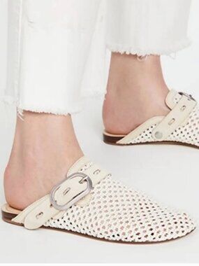 Rag & Bone Ansley Slide Mule Net & Leather In Natural Women's Size 39 / 9